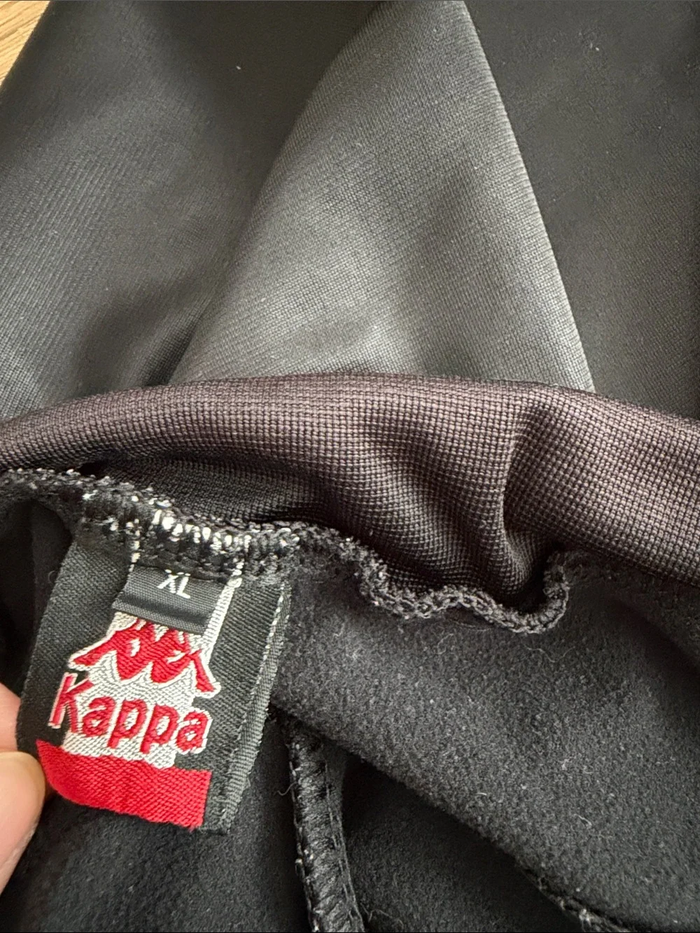 Kappa Black Track Pants with Yellow Stripes